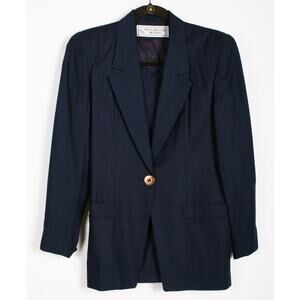 Evan Picone Petites size 2 Navy blue polyester blend lined jacket & skirt suit